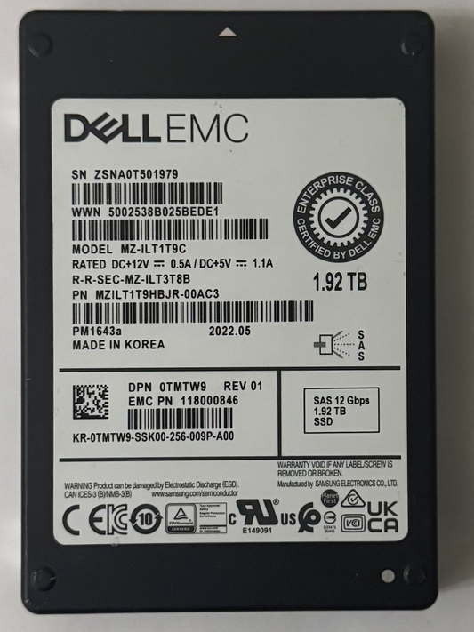DISCOS SAS SSD DELL 1,92 TB MZ-ILT1T9C