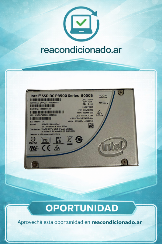 DISCOS NVM INTEL 800 GB P3500