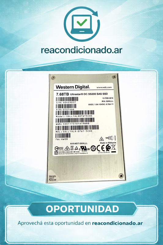 DISCOS SAS SSD WESTERN DIGITAL 7,68 TB